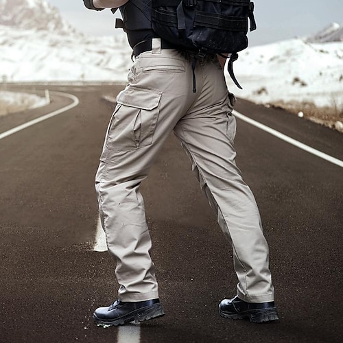 Herren Wanderhosen Arbeitshosen Taktische Frachthose Militär Sommer Frühling Außen Ripstop Winddicht Schnelltrocknend Multi Pocket Unterteile Elastischer Bund Reißverschlusstasche Graues Grün Schwarz Image