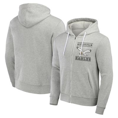 Grauer Philadelphia Eagles-Hoodie mit durchgehendem Reißverschluss für Herren aus der NFL x Darius Rucker-Kollektion von Fanatics Image