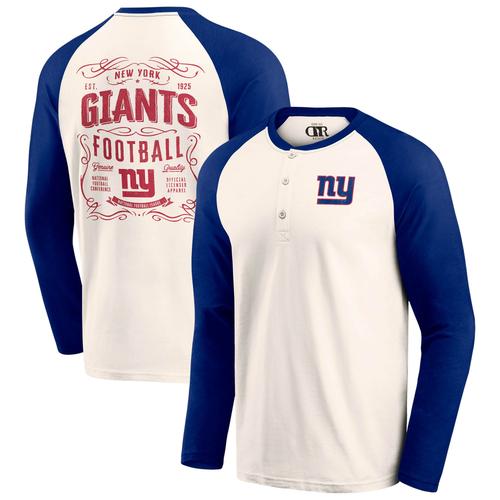 Creme/Royal New York Giants Raglan Henley-T-Shirt für Herren aus der Darius Rucker-Kollektion von Fanatics