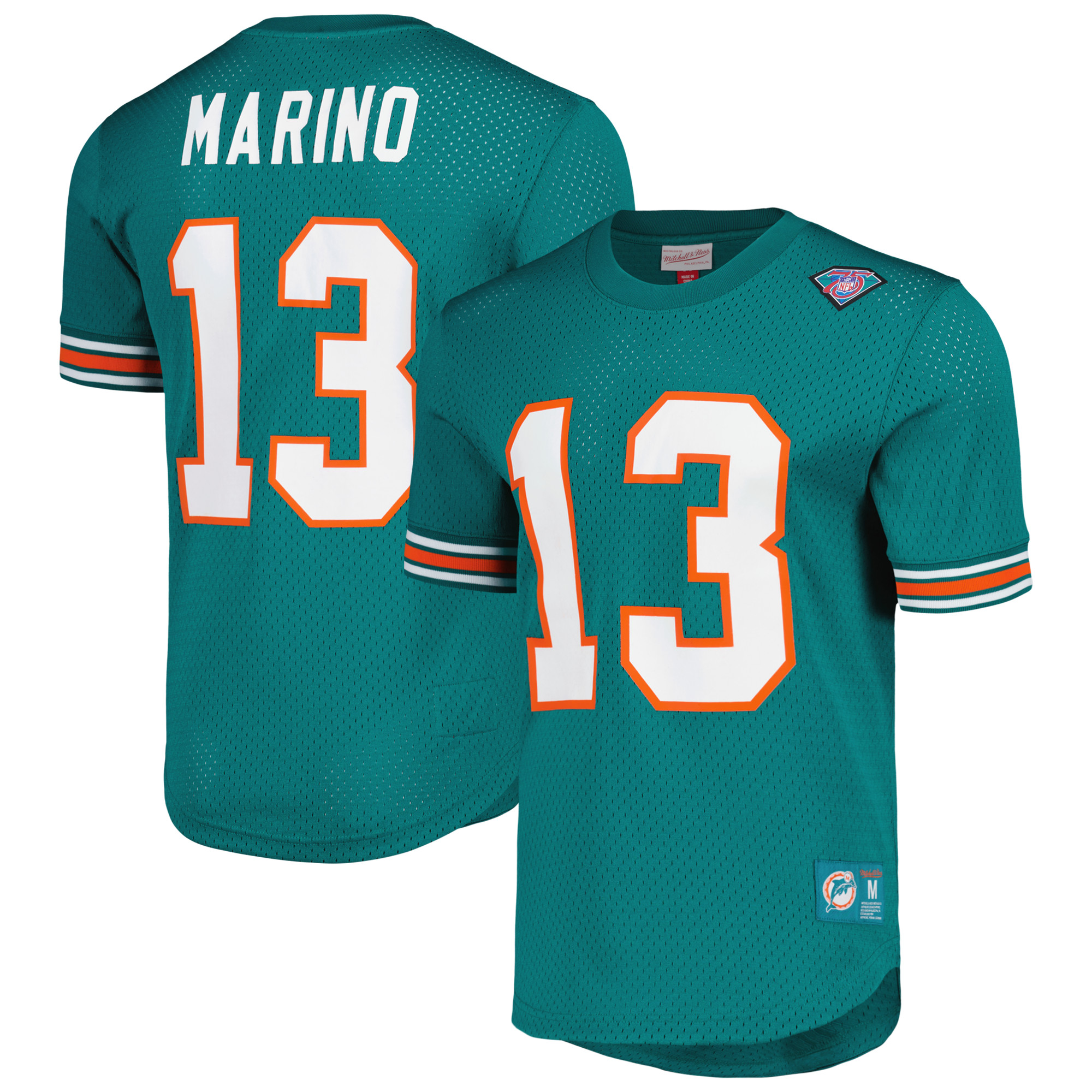 Mitchell & Ness Dan Marino Aqua für Herren, Miami Dolphins, Netzoberteil mit Namen und Nummer ehemaliger Spieler Image