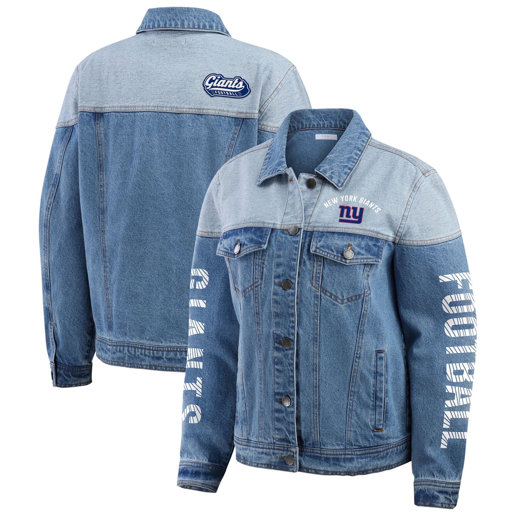 Damen WEAR by Erin Andrews New York Giants Jeansjacke mit durchgehender Knopfleiste Image