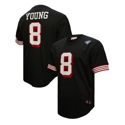 Schwarzes Mesh-Oberteil mit Namen und Nummer ehemaliger San Francisco 49ers-Spieler von Mitchell & Ness Steve Young für Herren Image