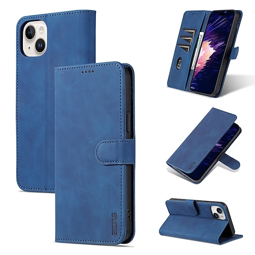 Handy Hülle Handyhüllen Für iPhone 16 15 14 Pro Max Plus 13 12 11 Pro Max Mini Brieftaschenhülle Vollschutz Ständer Kartenfach Retro TPU PU-Leder Image