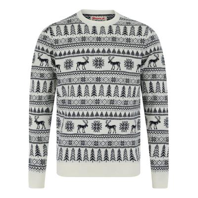 Jumpers Nilsen Jacquard Nordic Fair isle Christmas Jumper in Winter White - Merry Christmas / XL - Tokyo Laundry