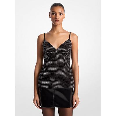 Michael Kors Rhinestone Georgette Camisole Tank Top Black S