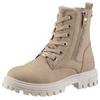 Schnürboots TOM TAILOR, Kinder, Gr. 36, beige (beige, kombiniert), Nubuklederimitat, Glitzer, modisch, Schuhe, mit Zierreißverschluss außen
