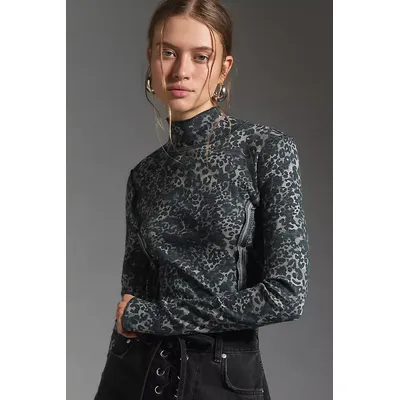 Pilcro Turtleneck Cotton-Slub Top