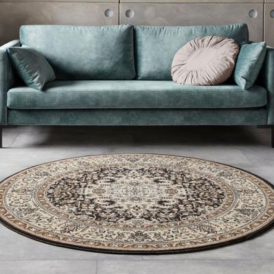 Teppich NOURISTAN "Skazar Isfahan" Gr. 9, braun (creme, braun), H:9mm Ø:160cm, Polypropylen (PP), Teppiche, Kurzflor, Orient, Teppich, Vintage, Esszimmer, Wohnzimmer, Flur Image