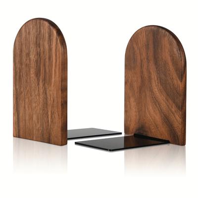 TEMU Book End Black Walnut Wood Bookends Heavy Duty Book Stand