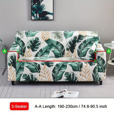 TEMU 1pc Printed Leaf Pattern Sofa Cover Spandex Elastic Sofa Slipcover, Couch Cover Furniture Protector For Bedroom Office Living Room Home Decor