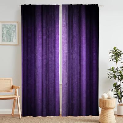 TEMU Modern Purple Decor Curtains For Bedroom Or Living Room - Suitable For All Room Types, Machine Washable, Artistic Design, No Lining, Filter Light, Rod Pocket Top Style, 100% Polyester Material