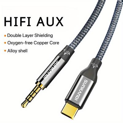 TEMU Sunkandi Usb-c To 3.5mm Audio Aux Cable: High-quality Sound For Your Devices (1.2m/2.4m) - Compatible With Iphone 15 Pro Max/15 Pro/15 Plus, Galaxy S24 Ultra Pixel 8, Pro