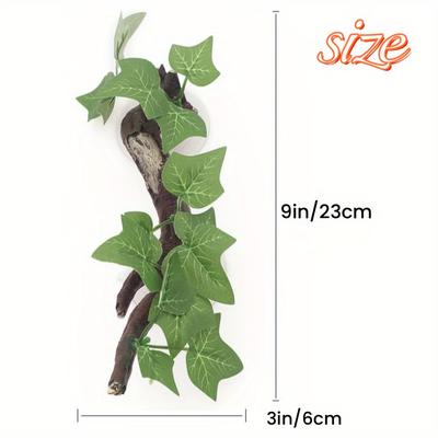 TEMU Resin Reptile Corner Branch With Suction Cup - Ideal For Amphibians & Lizards In Terrariums