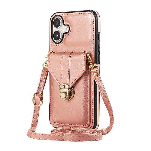 téléphone Coque Pour iPhone 17 Pro Max 17 Air 16 15 14 Pro Max Plus 13 12 11 Pro Max Mini Coque Arrière avec Support avec Lanière Emplacement Carte Rétro TPU faux cuir