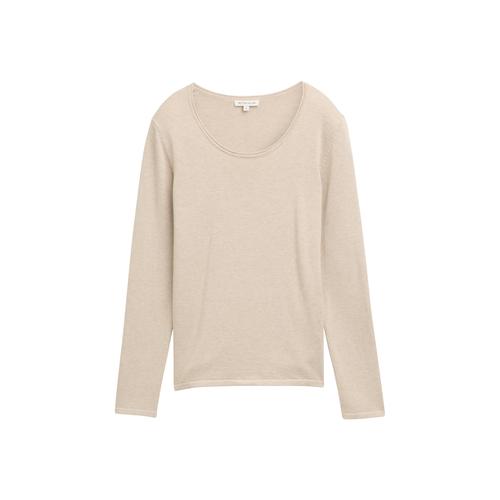 TOM TAILOR Damen Basic Rundhals Pullover, weiß, Uni, Gr. S