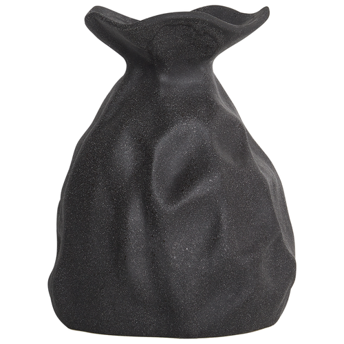 Blumenvase Schwarz aus Steinzeug 31 cm Minimalistisches Design Wasserdicht Wohnaccessoires Vase Dekovase für Blumen