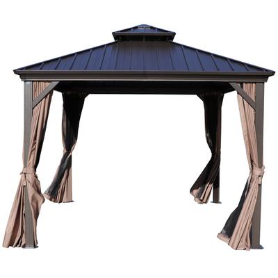 Kozyard Caesar Hardtop Gazebo with Steel Roof, Netting and Curtain