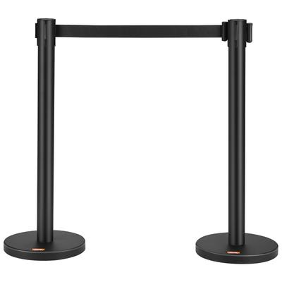 Crowd Control Stanchions, 2-Pack Crowd Control Barriers with 6.5FT Black Retractable Belt