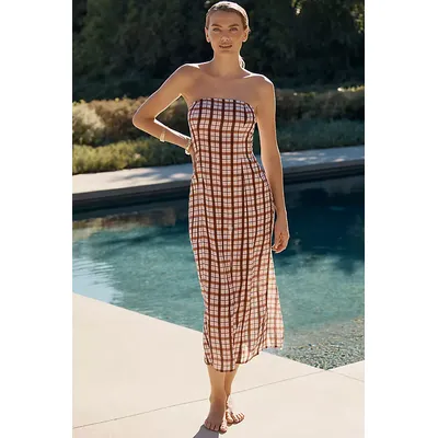 The Aliza Strapless Linen Maxi Dress