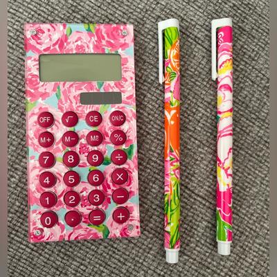 Lilly Pulitzer Accessories | Lilly Pulitzer Calculator & Gel Pens | Color: Green/Pink | Size: Os