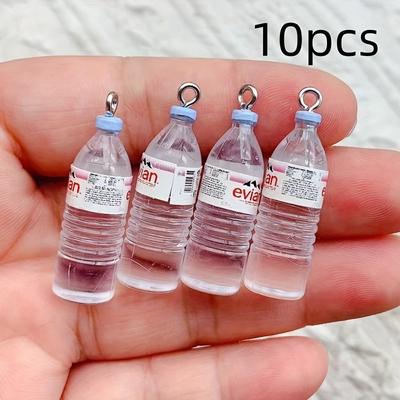 TEMU 10-piece Resin Miniature Water Bottle Charms Set For Diy Jewelry Making, Transparent Pendant Accessories For Earrings, Necklaces, And Crafts