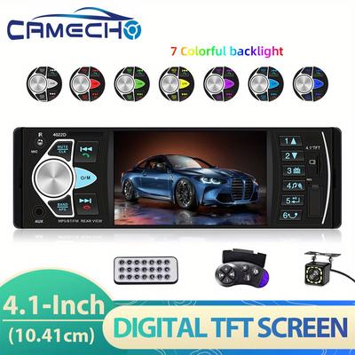 TEMU Camecho Multimedia Car Stereo Single Din Car .1 Inch Digital Tft Screen Wireless Audio And Hands-free Calling Fm Radio Receiver Mp5 Player Aux/ Tf/ Usb Swc Remote Control + 12 Led Rear View Camera