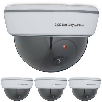 Relaxdays - 4 x Kamera Dummy, blinkendes LED-Licht, innen & außen, Einbrecher Abschreckung, Image