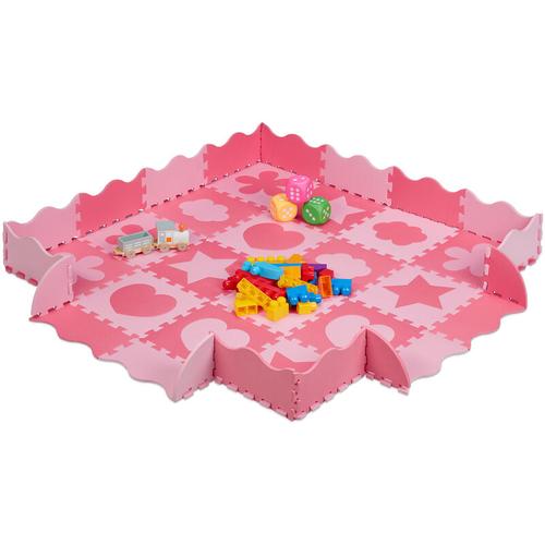 Relaxdays - Puzzlematte 52-teilig, eva Schaumstoff, schadstofffrei, 1,4 m², Spielmatte mit Rand,