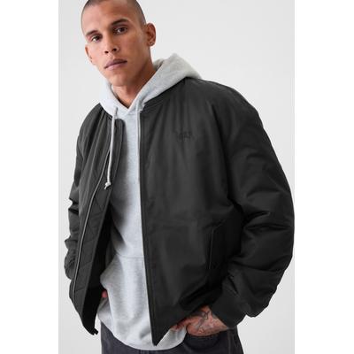 Gap Mens Black Relaxed Logo Bomber Jacket - Black