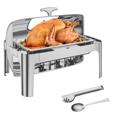 Roll Top Chafing Dish Buffet Set, Food Warmer with Visible Lid