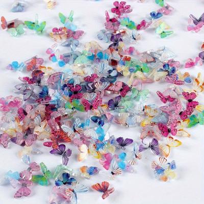 TEMU 50pcs Resin Butterfly Miniatures - Fairy Garden Decor, Diy Craft Butterfly Set For Glass Aquarium & Party Supplies, Suitable For 14+