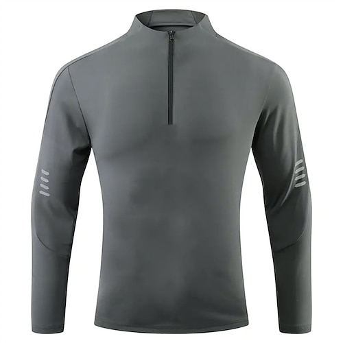 Herren Sportshirt Fitnessshirt Trainingsshirt Gepolstertes Kompressionsshirt Viertel Postleitzahl Langarm Trikot Lässig Athleisure Herbst Einfarbig Spandex Schnelltrocknend Weich Atmungsaktiv