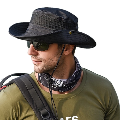 Herren Sonnenhut Eimer Hut Außen Packbar UPF50 UV Schutz Rasche Trocknung Frühling Sommer Hut Gitter Campen und Wandern Jagd Angeln Armeegrün Grau Khaki Image