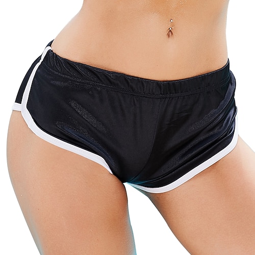 Damen Laufshorts Trainingsshorts Stripe-Trim Unterteile Sportlich Sommer Spandex Schnelltrocknend Weich Atmungsaktiv Marathon Joggen Übung Schmale Passform Sportbekleidung Sportkleidung Einfarbig Image