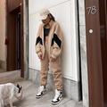 Da donna Caldo Felpa Sherpa Pantaloni in pile Manica lunga A collo alto Color Block Cerniera Esterno Bianco Marrone chiaro Primavera Oversize