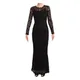 Dolce & Gabbana , Black Lace Mermaid Long Sleeves Maxi Dress ,Black female, Sizes: L