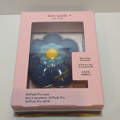 Kate Spade Accessories | Kate Spade Airpods Pro Case Flower Design In Blues Center Yellow Clips On Nwt | Color: Blue/Yellow | Size: Os