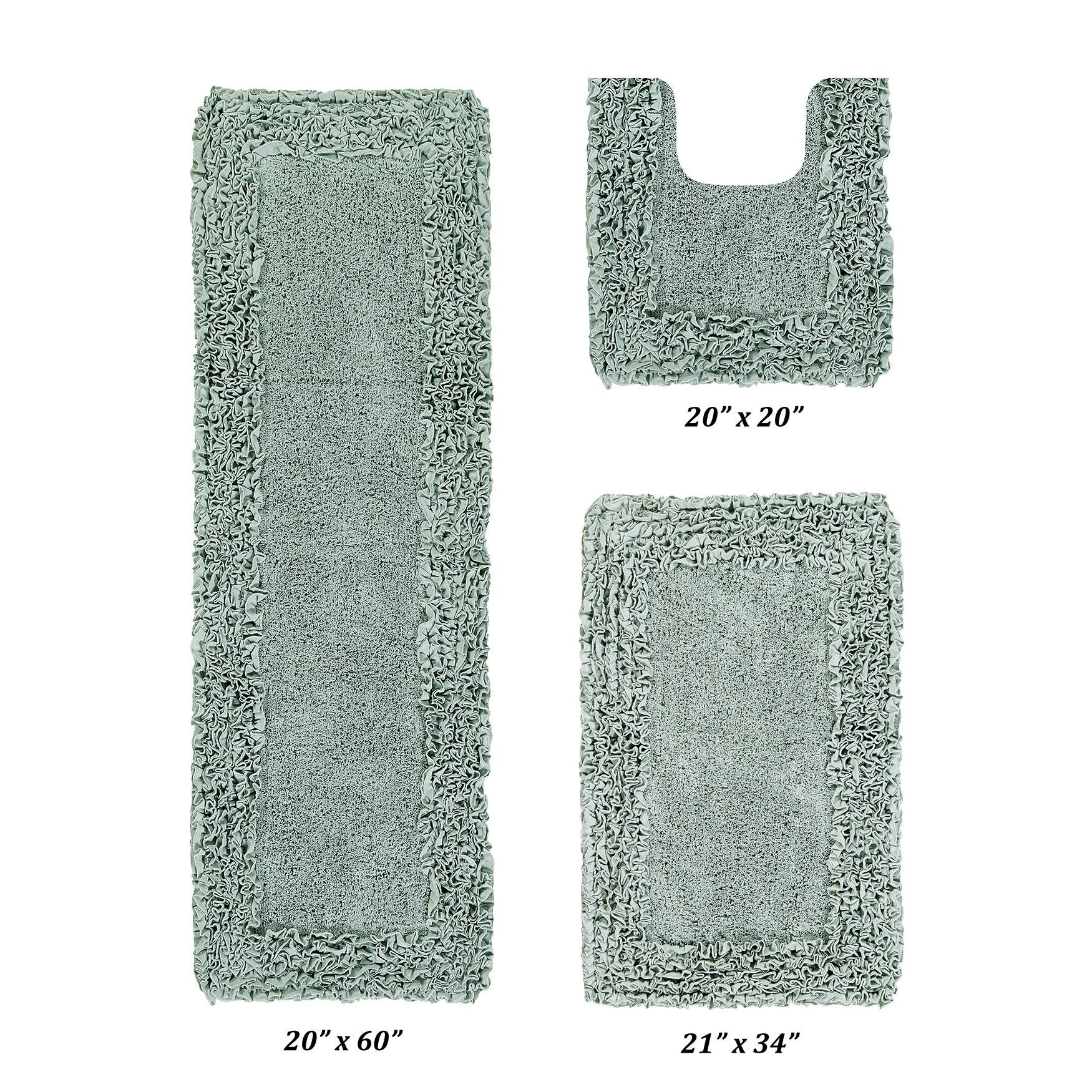 Shaggy Border Bath Rug Mat, 3-Pc. Set by Better Trends in Sage