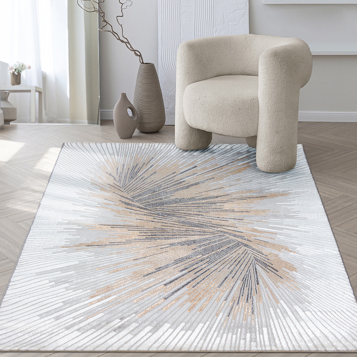 Teppich THE CARPET "Mila", grau, B:160cm H:8mm L:230cm, Polyester, Teppiche, Teppich, moderner Wohnzimmer Teppich elegant glänzender Flor