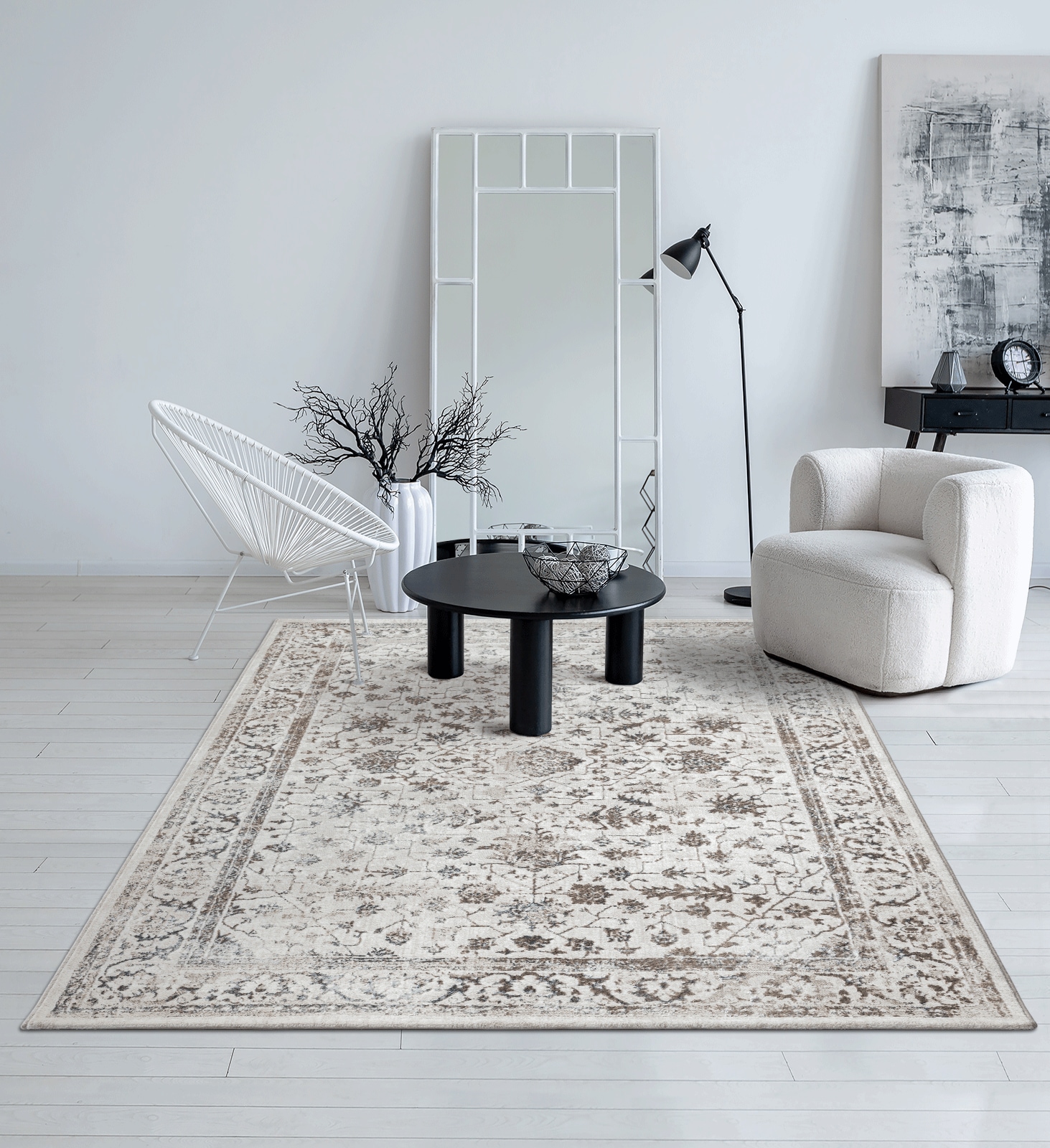 Teppich THE CARPET "Mila", beige (creme), B:160cm H:8mm L:230cm, Polyester, Teppiche, Teppich, moderner Wohnzimmer Teppich elegant glänzender Flor