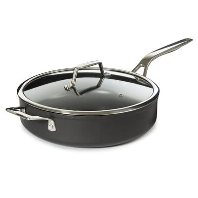 BergHOFF Essentials Non-stick Hard Anodized 11 inches Deep Skillet 4.3-quart With Glass Lid, Black