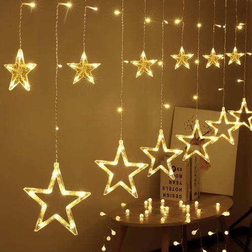 Bleosan - 3m Rideau Lumineux Étoile Blanc Chaud Guirlande Lumineuse Fenêtre Noël Intérieur usb led