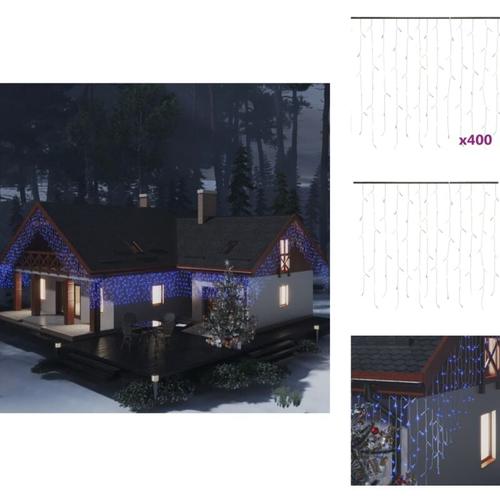 Weihnachtsbeleuchtung - Living Lichtervorhang led Eiszapfen 10 m 400 led Blau 8 Funktionen