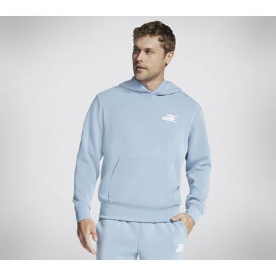 Skechers Men's Skech Cloud Elevate Hoodie | Size Small | White/Blue | Polyester/Modal/Spandex