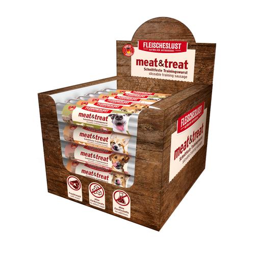 33x 80g Fleischeslust meat & treat Mixpaket II (4 Sorten) Trainingssnack für Hunde