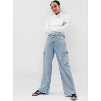 Gap Blue High Waisted Wide Leg Cargo Jeans