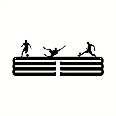 TEMU Soccer Medal Display Holder - Waterproof Metal Wall Mount For Football, Running & Sports Players, Runner, Hanger, Contemporary Style, Rectangular Shape Image