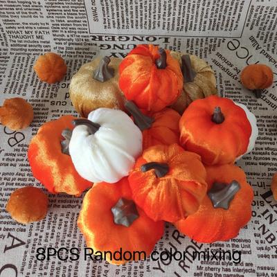 TEMU 8pcs Velvet Faux Pumpkins For & Fall Decor - No Battery Needed, Featherless Party Supplies