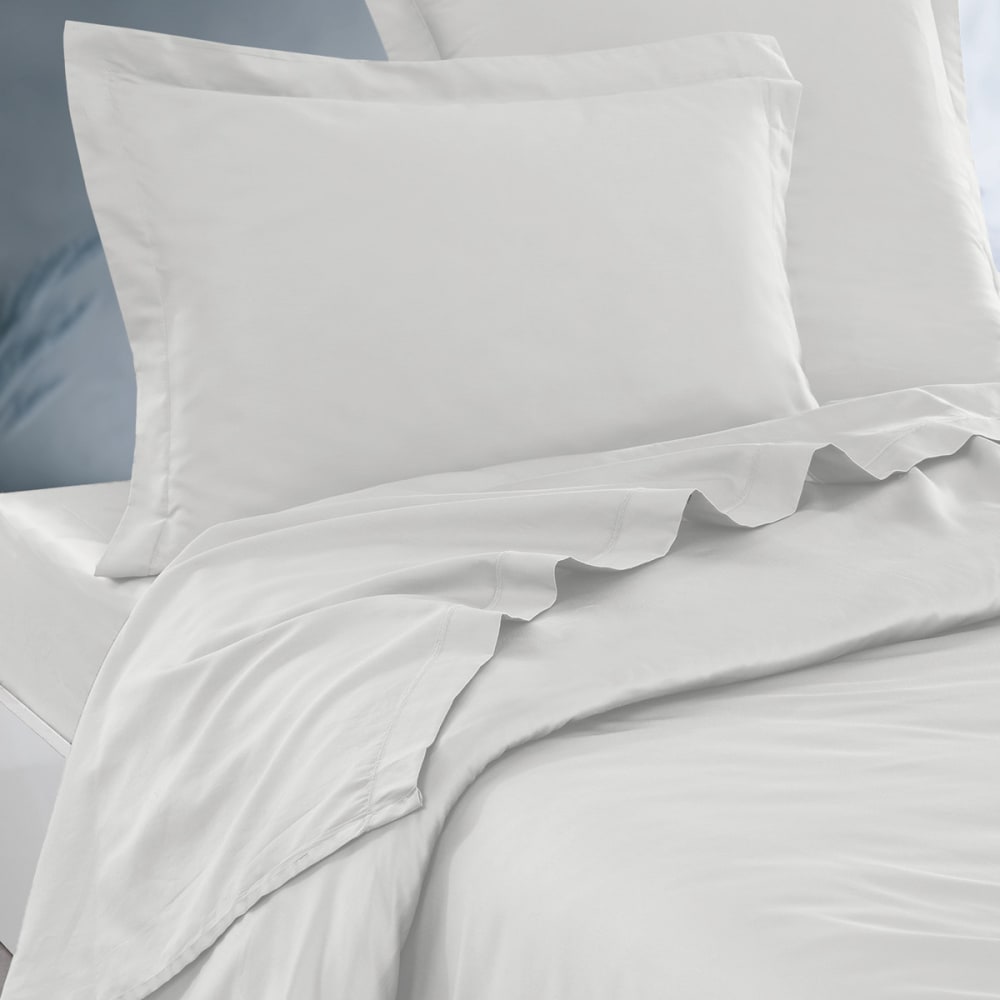 Drap plat en satin de coton 120 fils blanc 270x300 cm