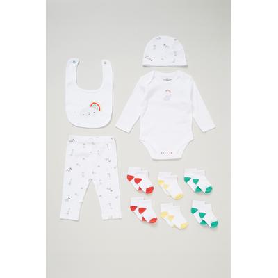 Lily and Jack Baby Unisex 10-Piece Bodysuit, Hat, Trouser and Bib and 6 Pack Socks Gift Set - White - Size 3-6M